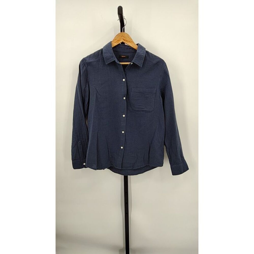 Quince Navy Button-Up Long Sleeve Shirt